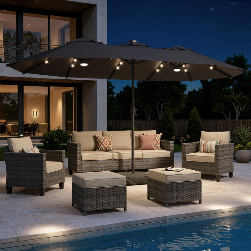 Parasol 14,5Ft Double-Side Patio, Gris