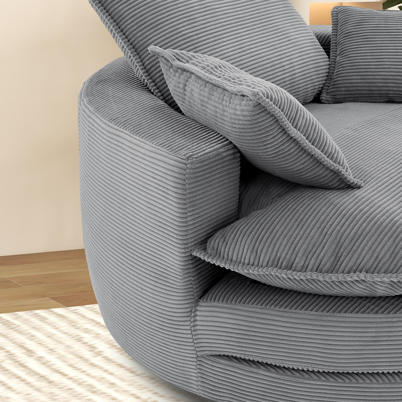 Fauteuil demi-tonneau rotatif 57,3 po, Gris