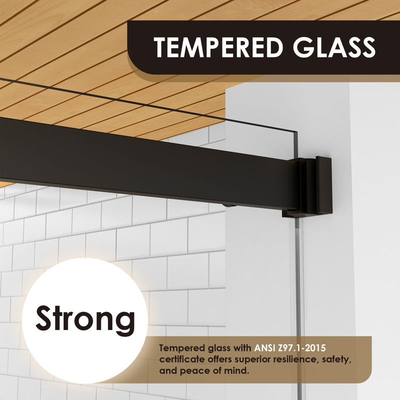 Porte de douche sans cadre 60 "x H 76", Noir