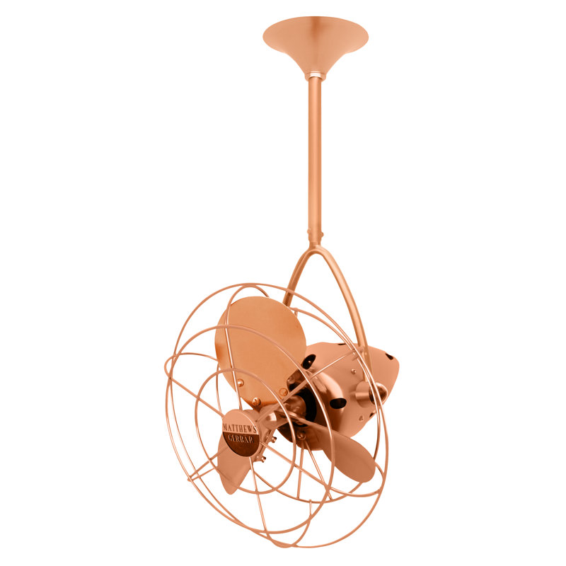 Ventilateur de plafond directionnel 3 pales 13 "avec contrôle mural Jarold, Cuivre brossé