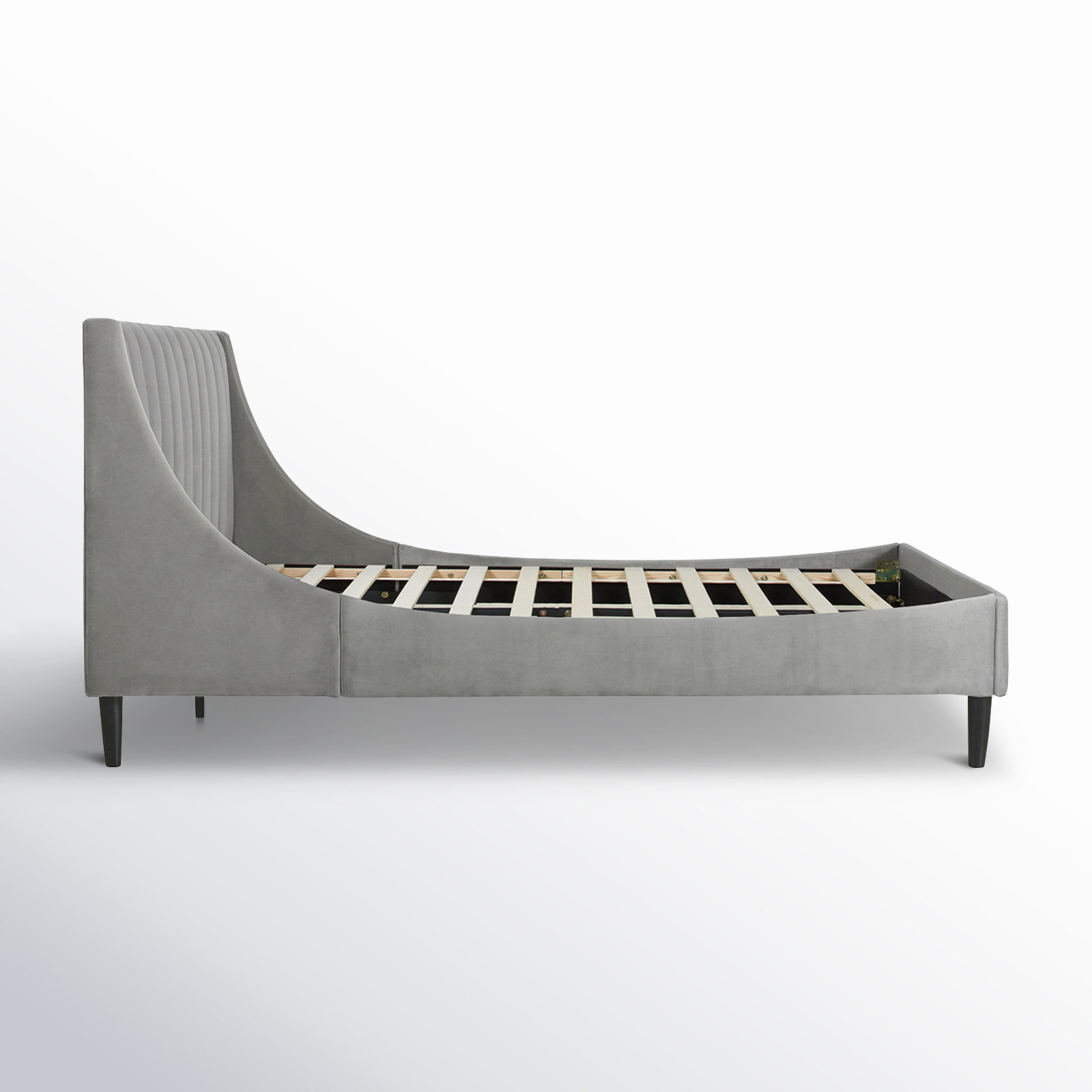 Helaina Upholstered Wingback Bed, Opal Gray Velvet, Queen