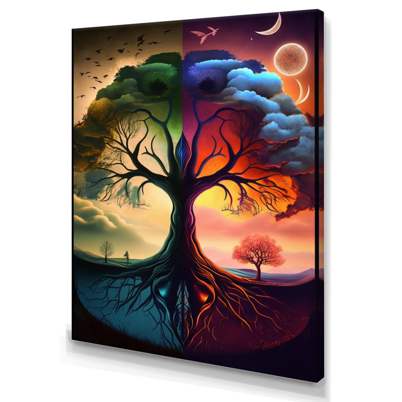 «Tree Of Life Day and Night I», reproduction sur toile, H 32 po x l 24 po x P 1 po, Toile tendue