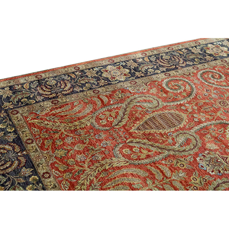 Tapis rouille et noir noué à la main de haute qualité