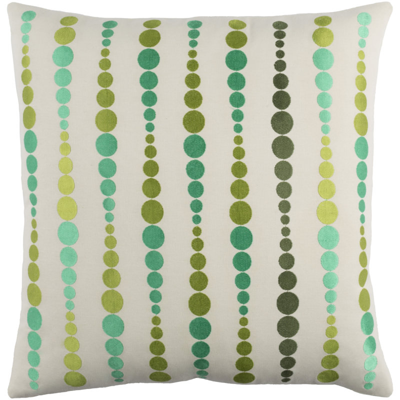 Flying Dewdrop Indoor Cotton Pillow Cover, 22" H x 22" W x 4" D, Emerald/Lime/Dark Green/Cream, Polyester/Polyfill
