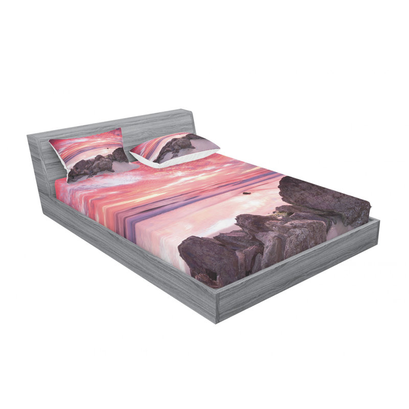 Microfiber Geometric Sheet Set, Full/Double Sheet Set with Fitted Sheet