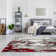 Rectangle Abstract Machine Woven Polypropylene Area Rug in Red/White