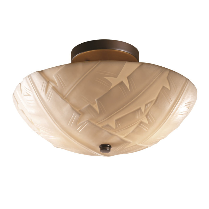 Flush Mount, Polished Chrome, Banana Leaves, No