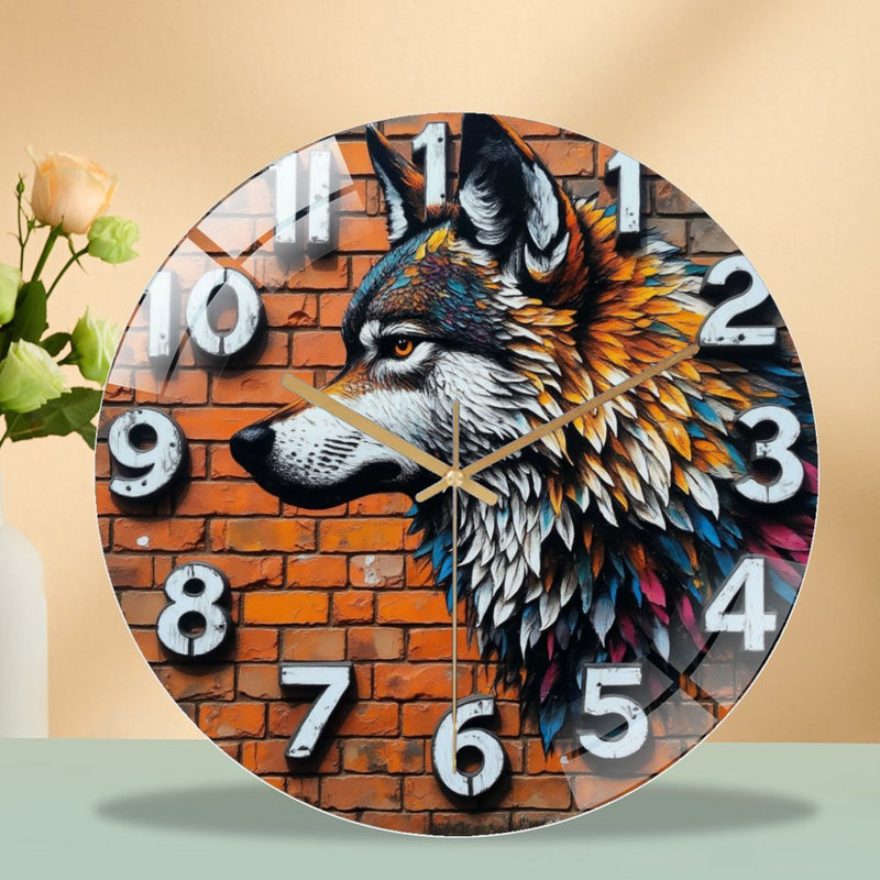 Horloge murale loup 12 pi