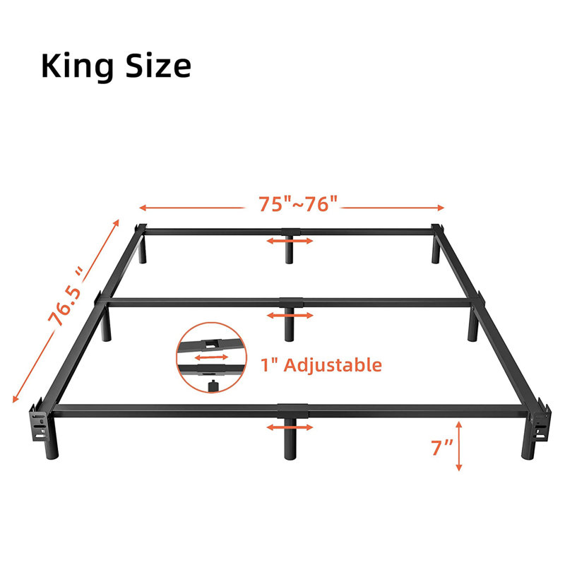 Marple 7" Inch Metal Iron Bed Frames, Heavy Duty anti-sway Box Spring Support,Double Beds for Couples, Families , Perfect for Master Bedrooms & Shared Living Space,King