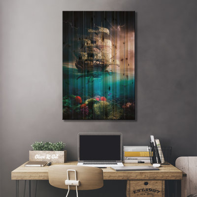 " Kraken Attacks Pirate Ship During Thunderstorm " by Gen Z