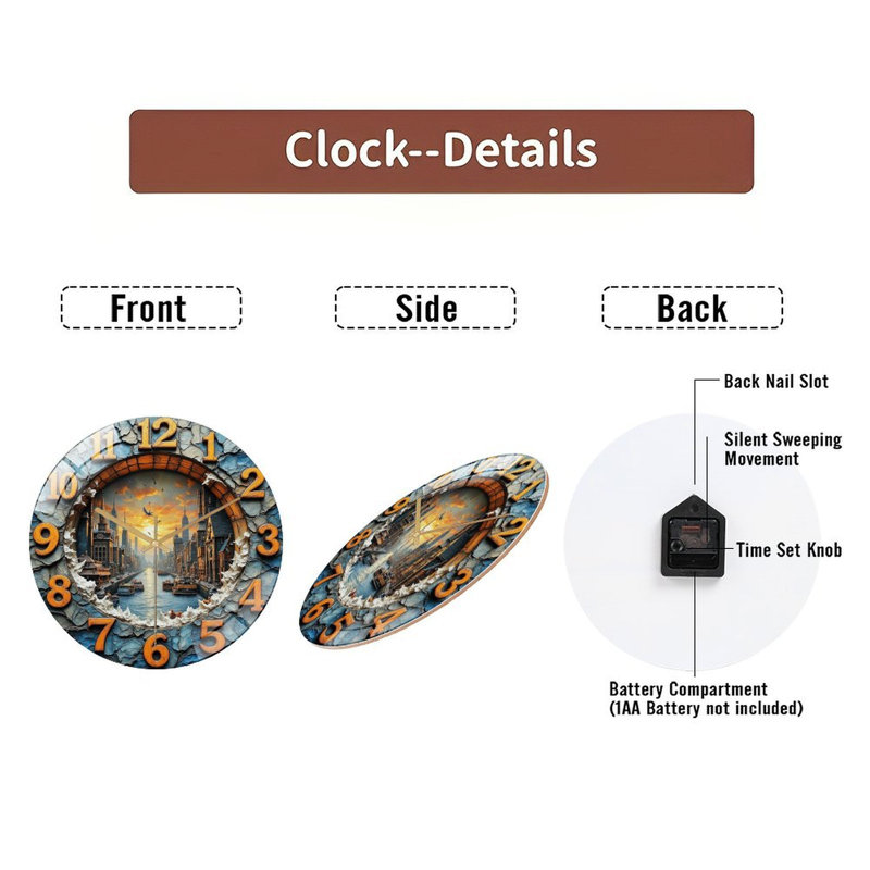 Horloge murale en verre 12 po