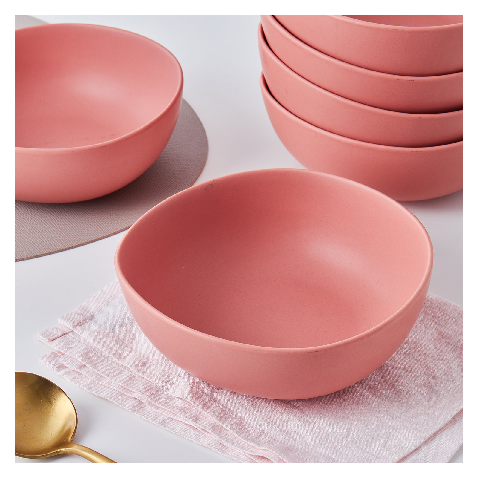 Stone Lain Delilah Bowl Set Porcelain, Terracotta