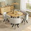 Jaxenor Dining Table and Chairs Set, 85 x 85cm Square Wooden Kitchen Table with Linen Chairs, MDF Tabletop & Metal Legs, Small Dining Set for Apartment, Dining Room, Oak & Beige