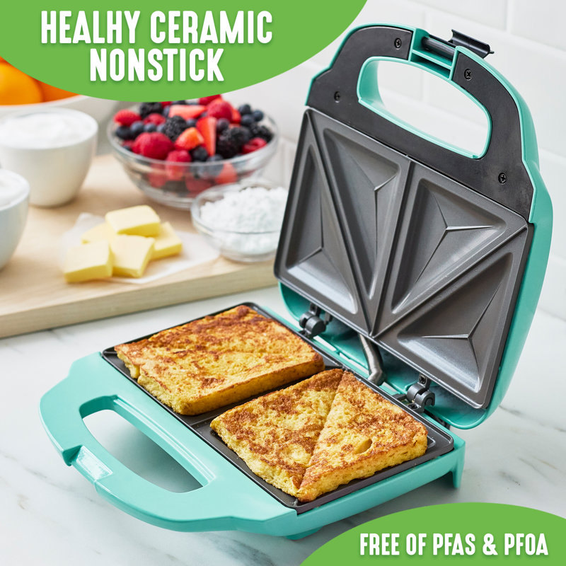 GreenLife Electric Sandwich Maker, Turquoise