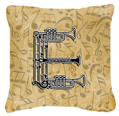 Monogramme initiale Instrument de musique intérieure/extérieure Throw Pillow, 14" H x 14" L x 4" D, E