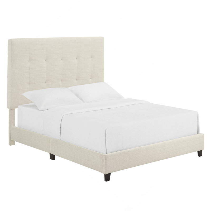 Lit plateforme tapissier touffeté, Beige