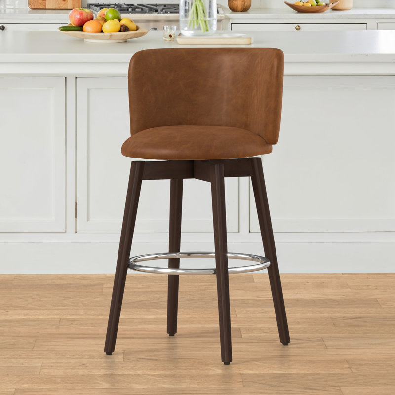 Tabouret de bar rotatif 26 po, Siège brun / base brun foncé