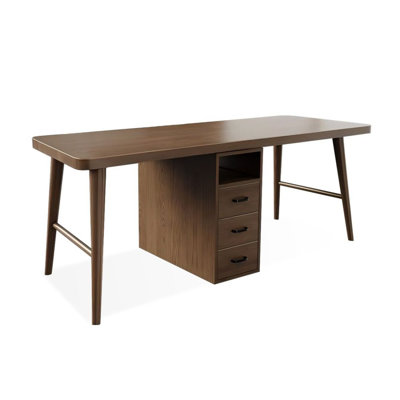 Light chestnut color Rectangular Solid Wood Executive Desk with drawers desk