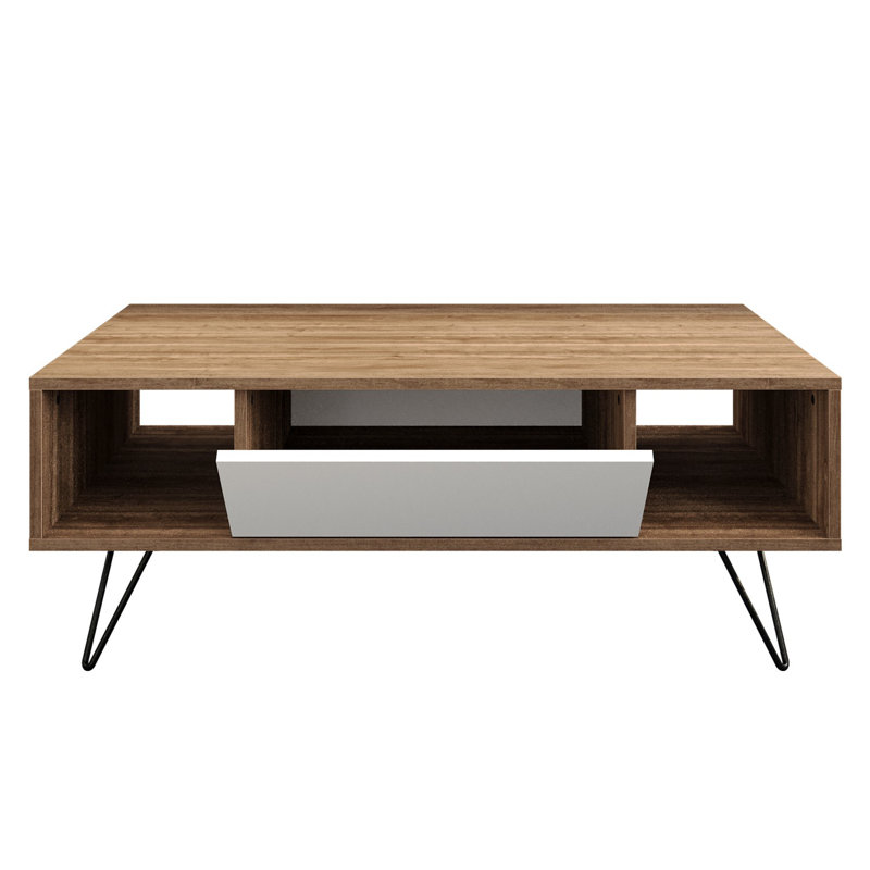 Table basse avec rangement Glover, Noyer/blanc