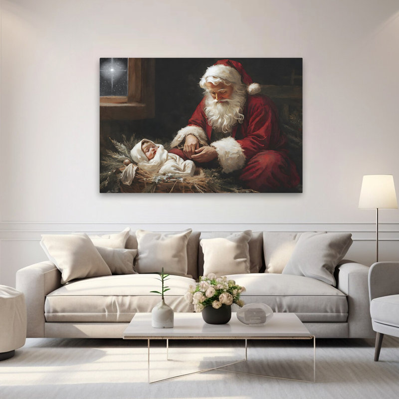 Santa Believes - Art abstrait coloré abstrait contemporain, H 40 po x l 60 po