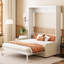 Lit double blanc avec coussin et lit - Fusion, espace pour, rangement simple, l 65,6 po x L 83,1 po, H 83,6 po, élément mural idéal pour une vie en appartement idéale