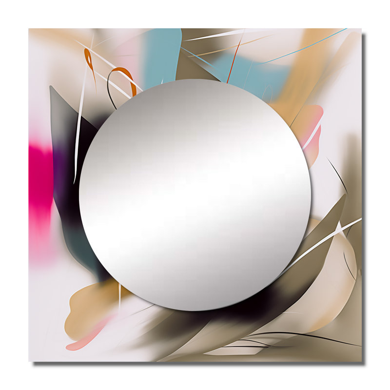 Gianella - Art mural miroir carré abstrait pour salle de bain, 23 po x 23 po
