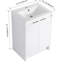 Meuble-lavabo autoportant de 24 po blanc brillant, lavabo en résine, charnières à fermeture en douceur pour portes silencieuses, capacité de rangement supplémentaire, compartiments de tablettes spacieux