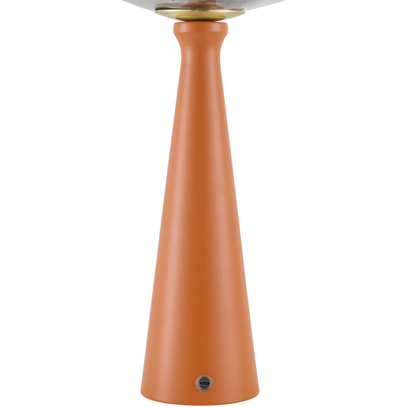 Iron Table Lamp with Glass Shade, Orange, Charcoal