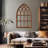 Farmhouse Arched Window Frame Wall Decor 20 X 32 Inches, Hanging Burning Finish Cathedral Wooden Window Frame, Handmade Rustic Faux Window Pane
