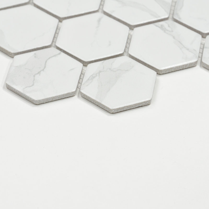 Statuario 2" x 2" Hexagon Porcelain Mosaic Tile