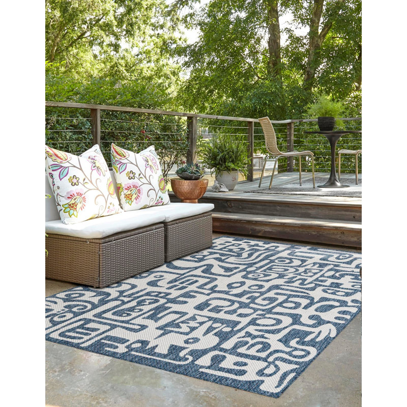 Contemporary Nykeia Area Rug Blue Color, Rectangle 2' x 3'1"