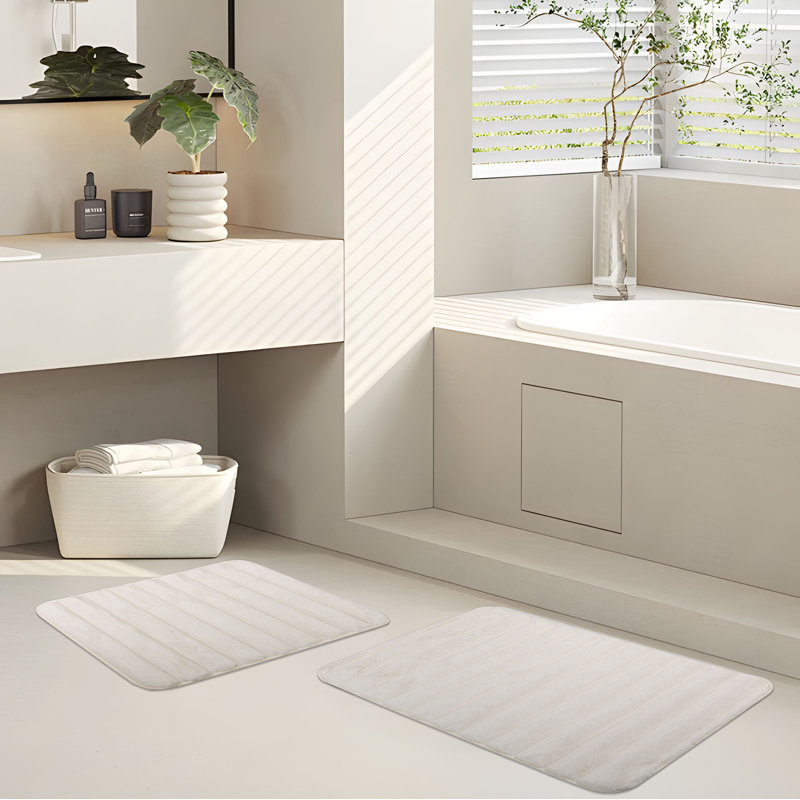 Tapis pour salle de bain Desrosier, Blanc
