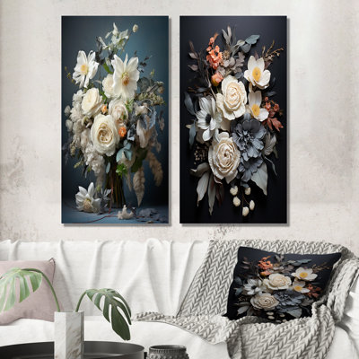 «White Blue Seasonal Flowers Seasonal Elegance», 2 pièces