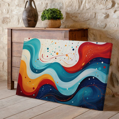 Canvas Create An Abstract Digital Artwork Featuring A Dynamic Flow Of Wall Art Vibrant Colours Including Deep Reds Fiery Oranges Canvas Wall Art