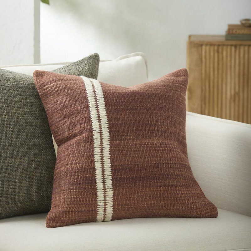 Coussin décoratif Jundah, Carré 20 po, Rouge, Duvet de canard