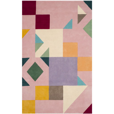 Harsirat Handmade Hand Tufted Wool Pink/Orange/Beige Rug