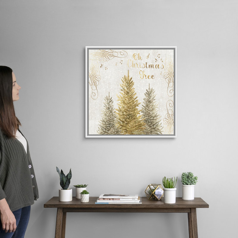 Oh Christmas Tree - reproduction d'art sur toile, Cadre blanc, H 26 po x l 26 po x P 1,75 po