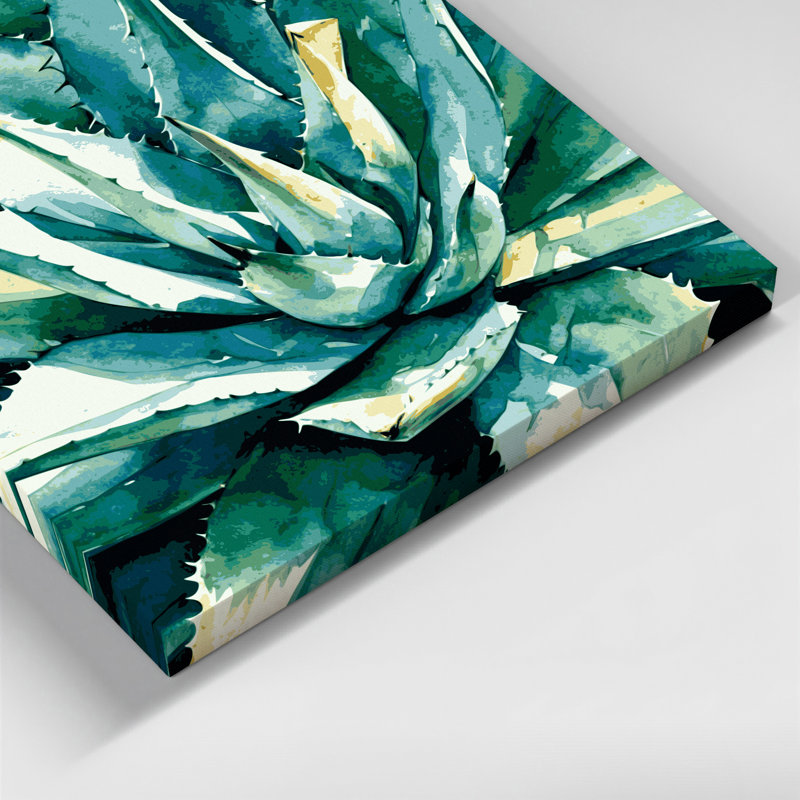 "Watercolor Botanical 56", art mural sur toile verte, H 12 po x l 12 po