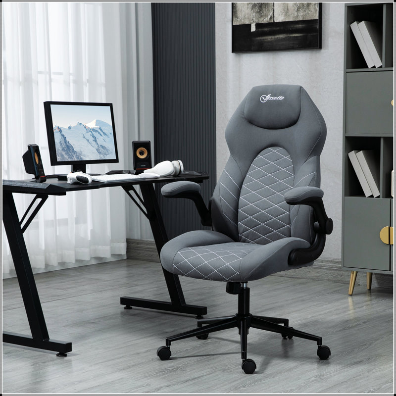 High Back Office Chair with Flip Up Armrests, Swivel Computer Chair with Adjustable Height and Tilt Function
