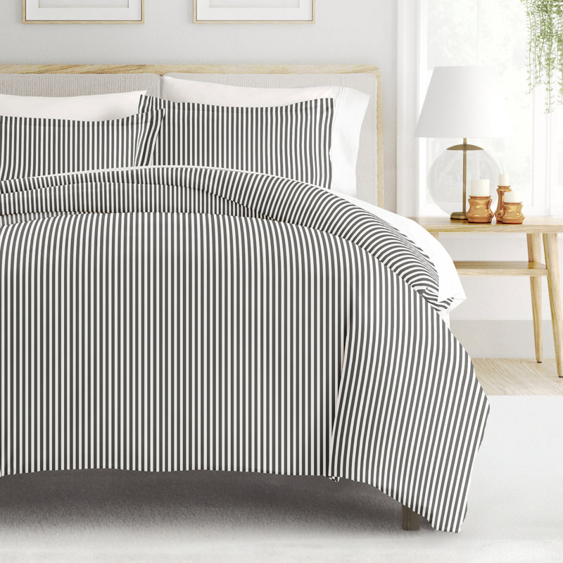 Ensemble de housse de couette en microfibre gris anthracite et blanc Becky Cameron