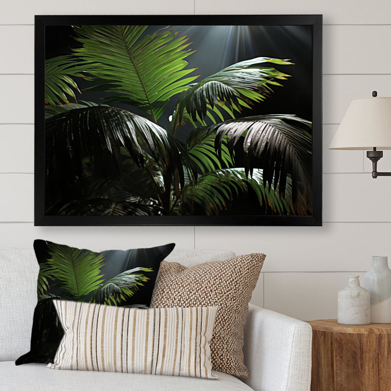 «Palm Trees Palm III», reproduction sur toile, H 30 po x l 40 po x P 1,5 po, Cadre photo noir