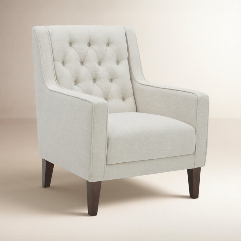Fauteuil à oreilles rembourré Binu, Lin Performance Effie