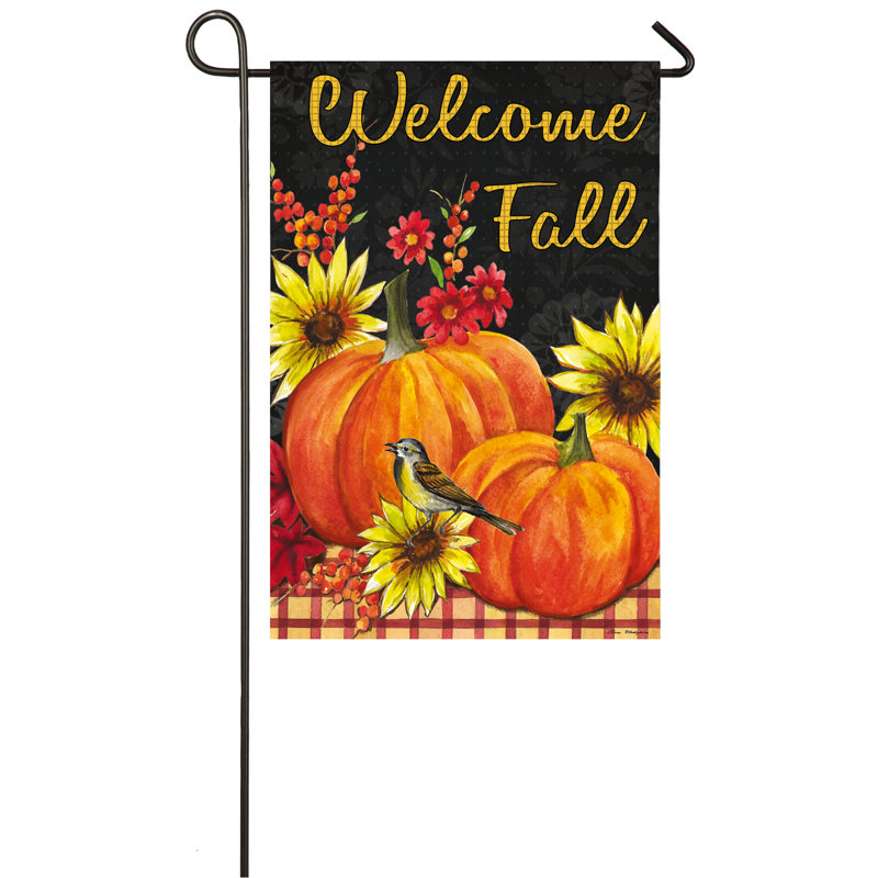 Drapeau de jardin 18 po x 13 po Scates Pumpkins and Sunflowers