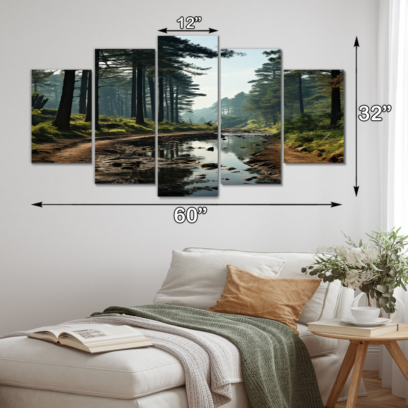Enchanted Pine Tree Forest - Décoration murale pin - 5 panneaux