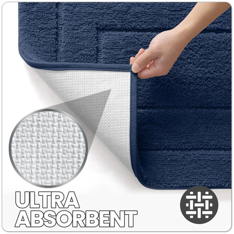 Waltz Bath Rug With Non-Slip Backing, Blue, Single - 35.5" L x 24" W