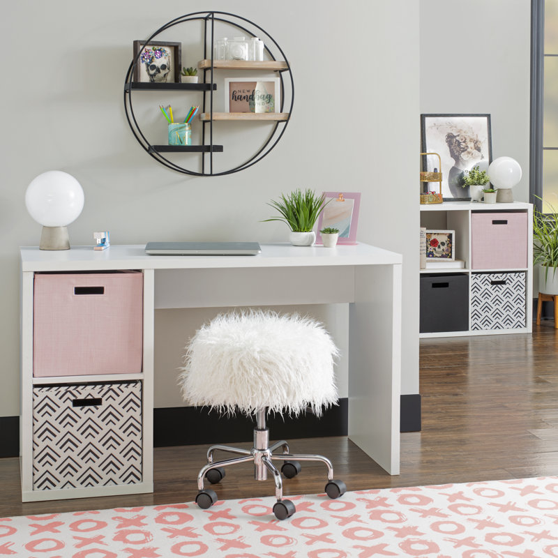 Hamlett Two Cube Modern Finish Desk, White