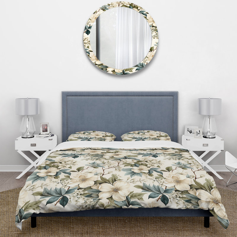Ensemble de housse de couette Vintage Flora III, Housse de couette simple + 1 taie décorative stan