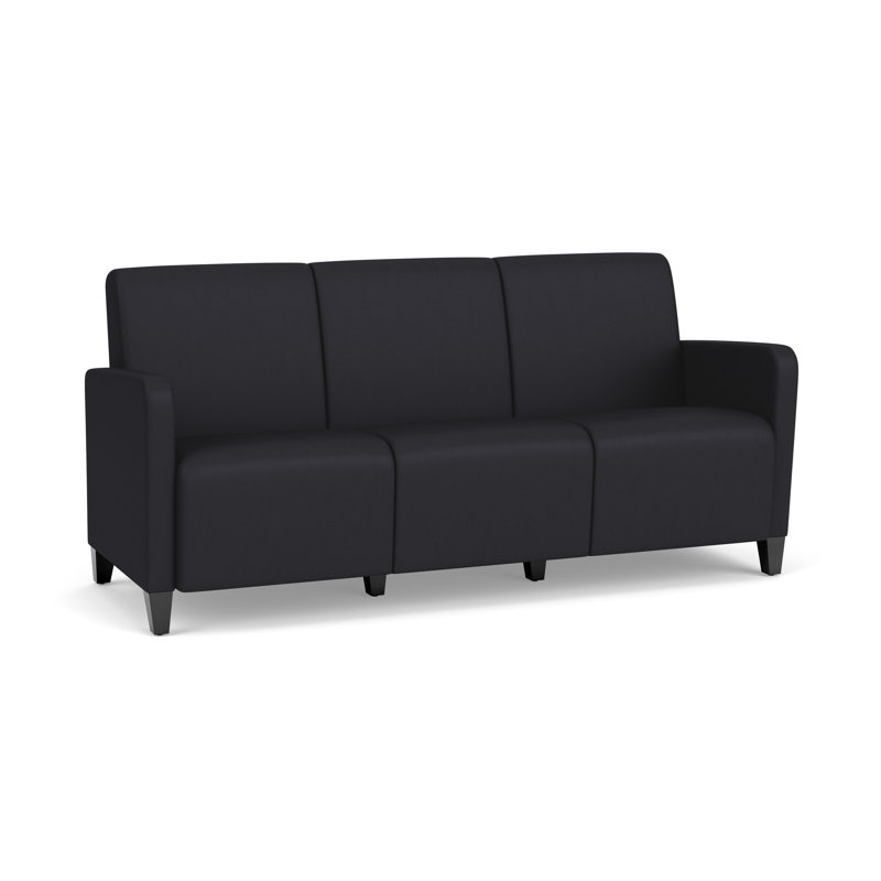 Fauteuil de réception 3 places Ravenna, Noir Patriot Plus, Bois noir