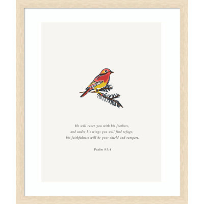 Psalm 91 4 Scripture by ART of living Wood Framed Wall Art Print