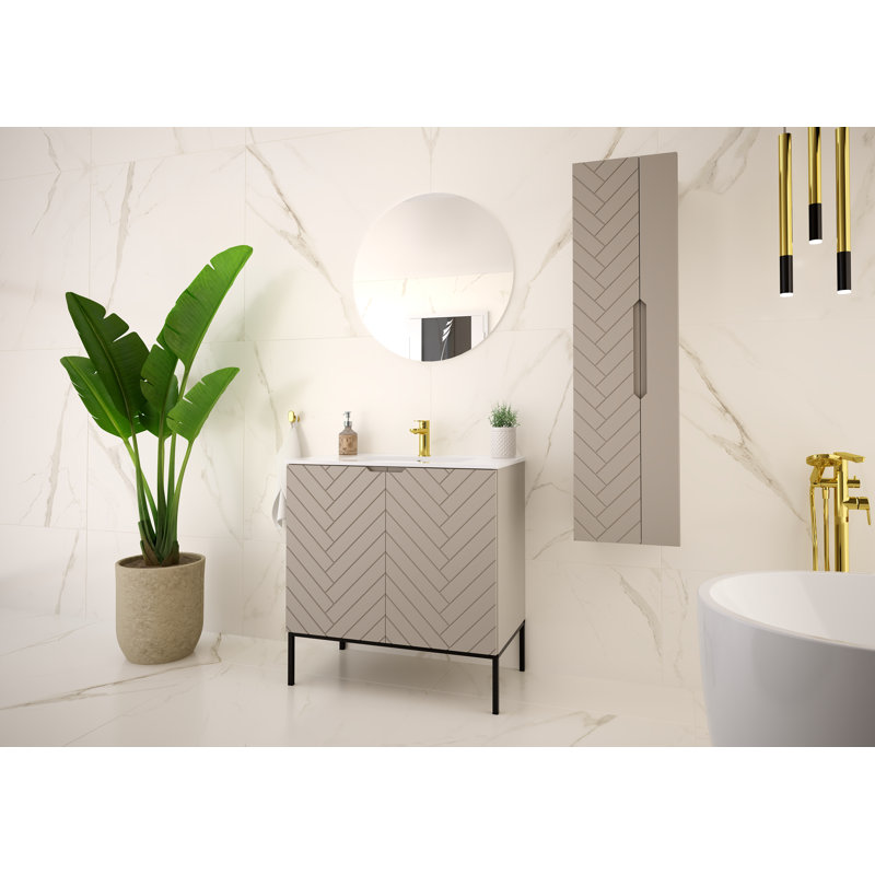 Braydi 81mm Bathroom Vanity with Basin, Beige/Black